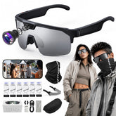 AI Smart Glasses with Camera 4K, Video Recording Glasses with EIS & OIS Stabilization,Polarized Sunglasses,ChatGPT Voice Assistant, 139-Lang Translation,Open Ear Earbuds for Cycling/Skiing/Baseball