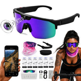 AI Smart Glasses with Camera 4K, Video Recording Glasses with EIS & OIS Stabilization,Polarized Sunglasses,ChatGPT Voice Assistant, 139-Lang Translation,Open Ear Earbuds for Cycling/Skiing/Baseball