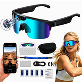 AI Smart Glasses with 30MP Camera, 4K HD Video Recording and Bluetooth Sport Glasses with ChatGPT Voice Real-Time Translation, IP66 UV400 Sunglasses for Baseball, Cycling