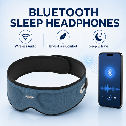 VERVOS Bluetooth Sleep Headphones, 3D Sleep Mask with Wireless Music, Soft Contoured Eye Mask for Sleeping, Travel, Meditation, Nap, Washable Adjustable Sleep Eye Mask for Men Women, Blue