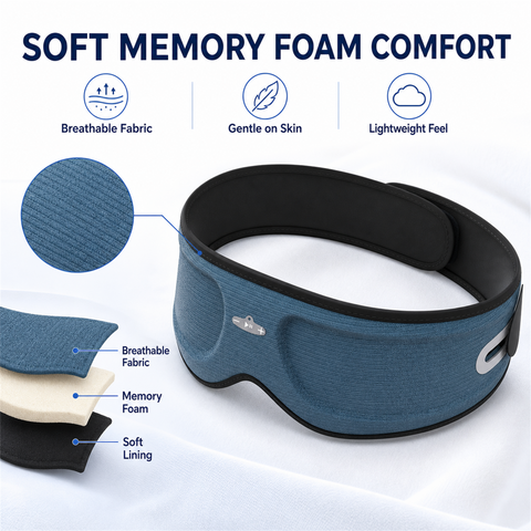VERVOS Bluetooth Sleep Headphones, 3D Sleep Mask with Wireless Music, Soft Contoured Eye Mask for Sleeping, Travel, Meditation, Nap, Washable Adjustable Sleep Eye Mask for Men Women, Blue
