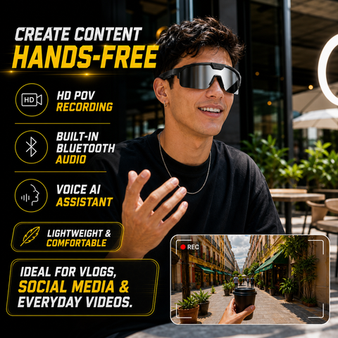 AI Smart Glasses with Camera 4K, Video Recording Glasses with EIS & OIS Stabilization,Polarized Sunglasses,ChatGPT Voice Assistant, 139-Lang Translation,Open Ear Earbuds for Cycling/Skiing/Baseball