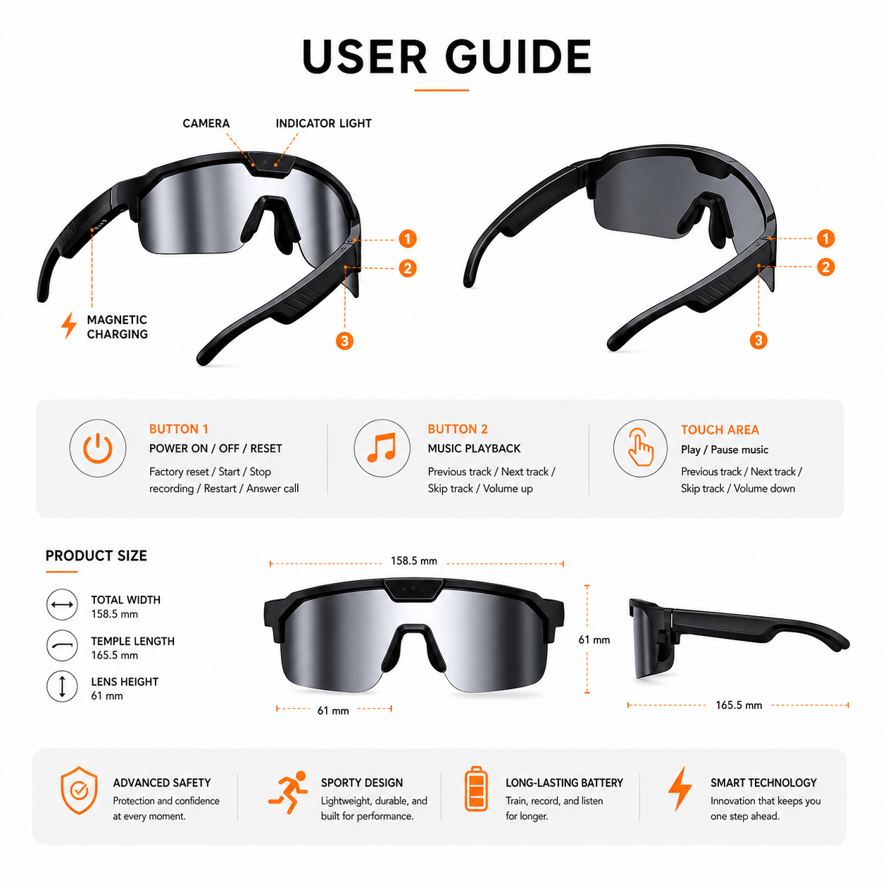 AI Smart Glasses with Camera 4K, Video Recording Glasses with EIS & OIS Stabilization,Polarized Sunglasses,ChatGPT Voice Assistant, 139-Lang Translation,Open Ear Earbuds for Cycling/Skiing/Baseball