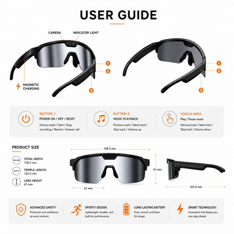 AI Smart Glasses with Camera 4K, Video Recording Glasses with EIS & OIS Stabilization,Polarized Sunglasses,ChatGPT Voice Assistant, 139-Lang Translation,Open Ear Earbuds for Cycling/Skiing/Baseball