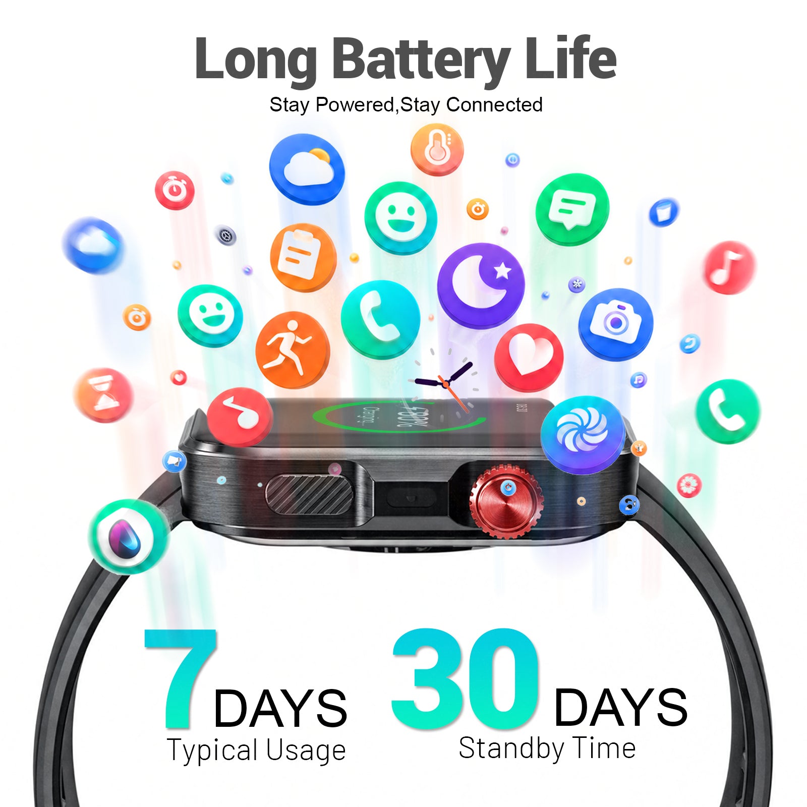 VERVOS LC80 Smart Watch for Men Women, 1.83" HD Touch Screen Fitness Tracker with Bluetooth Call, Heart Rate Sleep Blood Oxygen Monitor, 100+ Sport Modes, IP68 Waterproof Watch for Android iOS