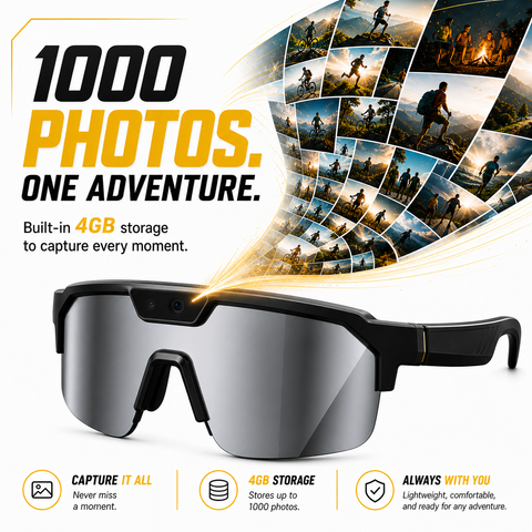 AI Smart Glasses with Camera 4K, Video Recording Glasses with EIS & OIS Stabilization,Polarized Sunglasses,ChatGPT Voice Assistant, 139-Lang Translation,Open Ear Earbuds for Cycling/Skiing/Baseball