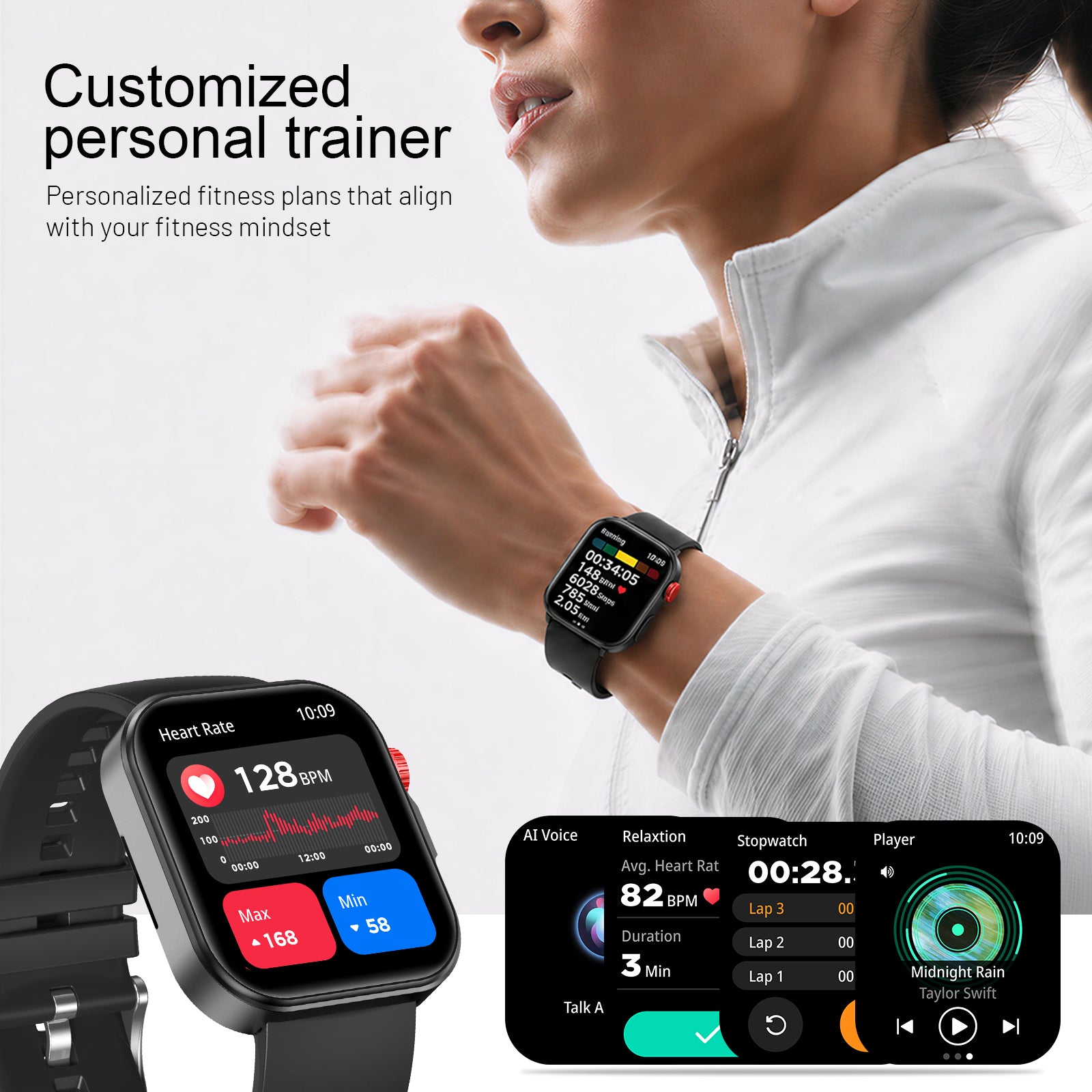 VERVOS LC80 Smart Watch for Men Women, 1.83" HD Touch Screen Fitness Tracker with Bluetooth Call, Heart Rate Sleep Blood Oxygen Monitor, 100+ Sport Modes, IP68 Waterproof Watch for Android iOS