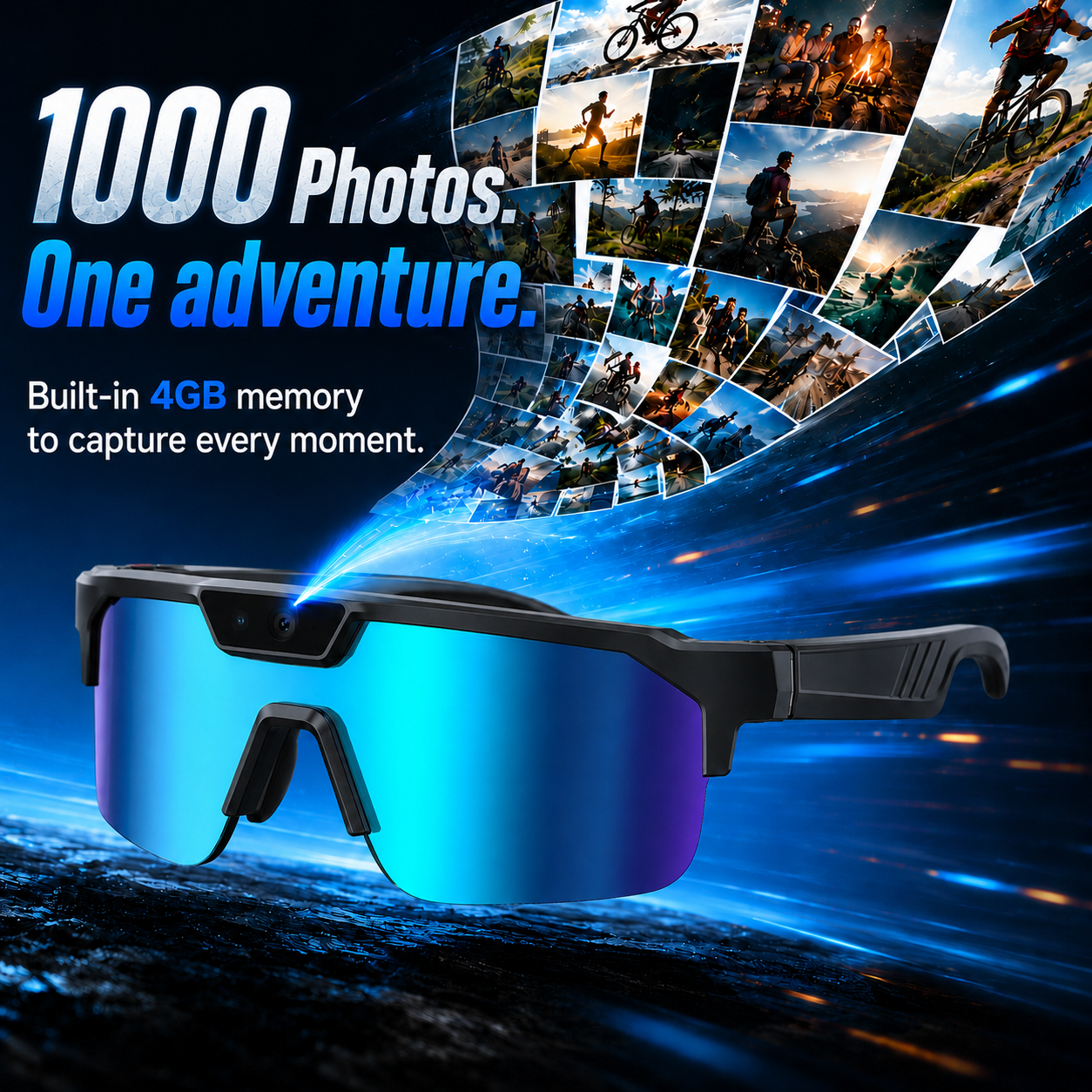 AI Smart Glasses with 30MP Camera, 4K HD Video Recording and Bluetooth Sport Glasses with ChatGPT Voice Real-Time Translation, IP66 UV400 Sunglasses for Baseball, Cycling